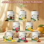 Renatus XanthPro protein nutritional drink mix displayed in eight delicious flavours including Chocolate, Banana, Vanilla, Strawberry, Mango, Pineapple, Mixed Berry, and Butterscotch.