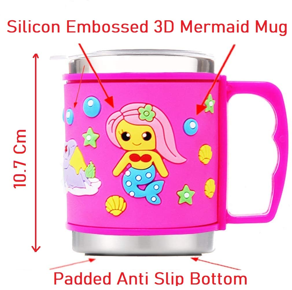 Cartoon mermaid stainless steel mug for children