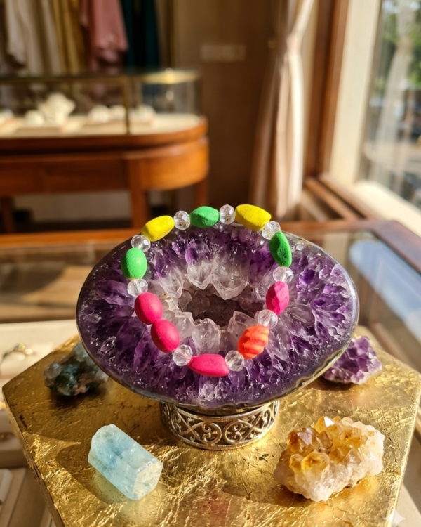 handmade colorful beaded bracelet for girls rainbow stretch bracelet for kids cute crystal bead bracelet for children fashion bracelet for girls daily wear