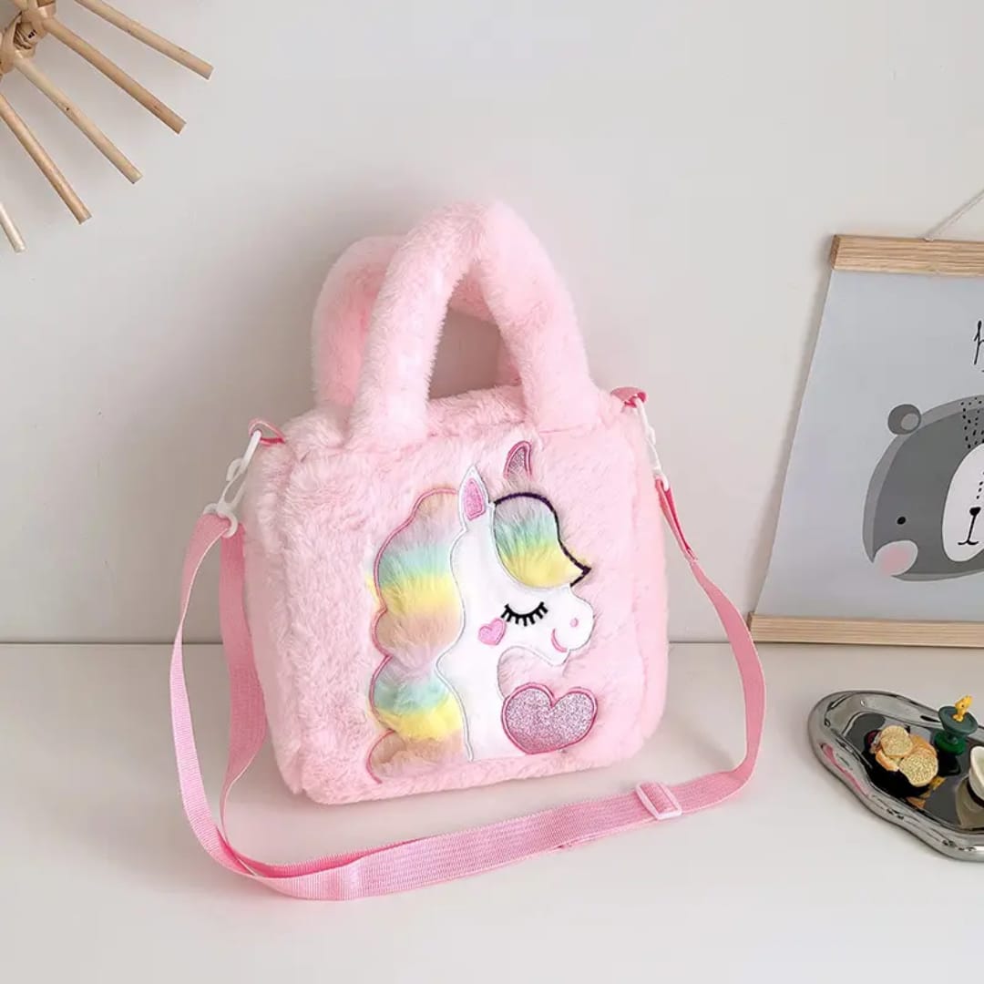 cute unicorn plush handbag for girls
